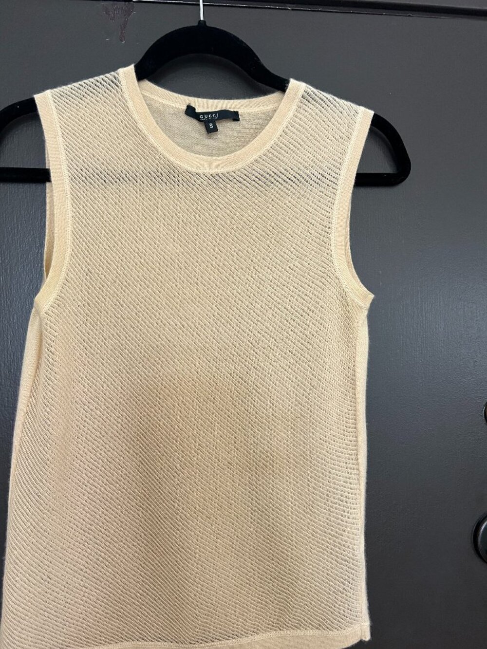 Vintage Gucci Cashmere Tank Top Beige Small